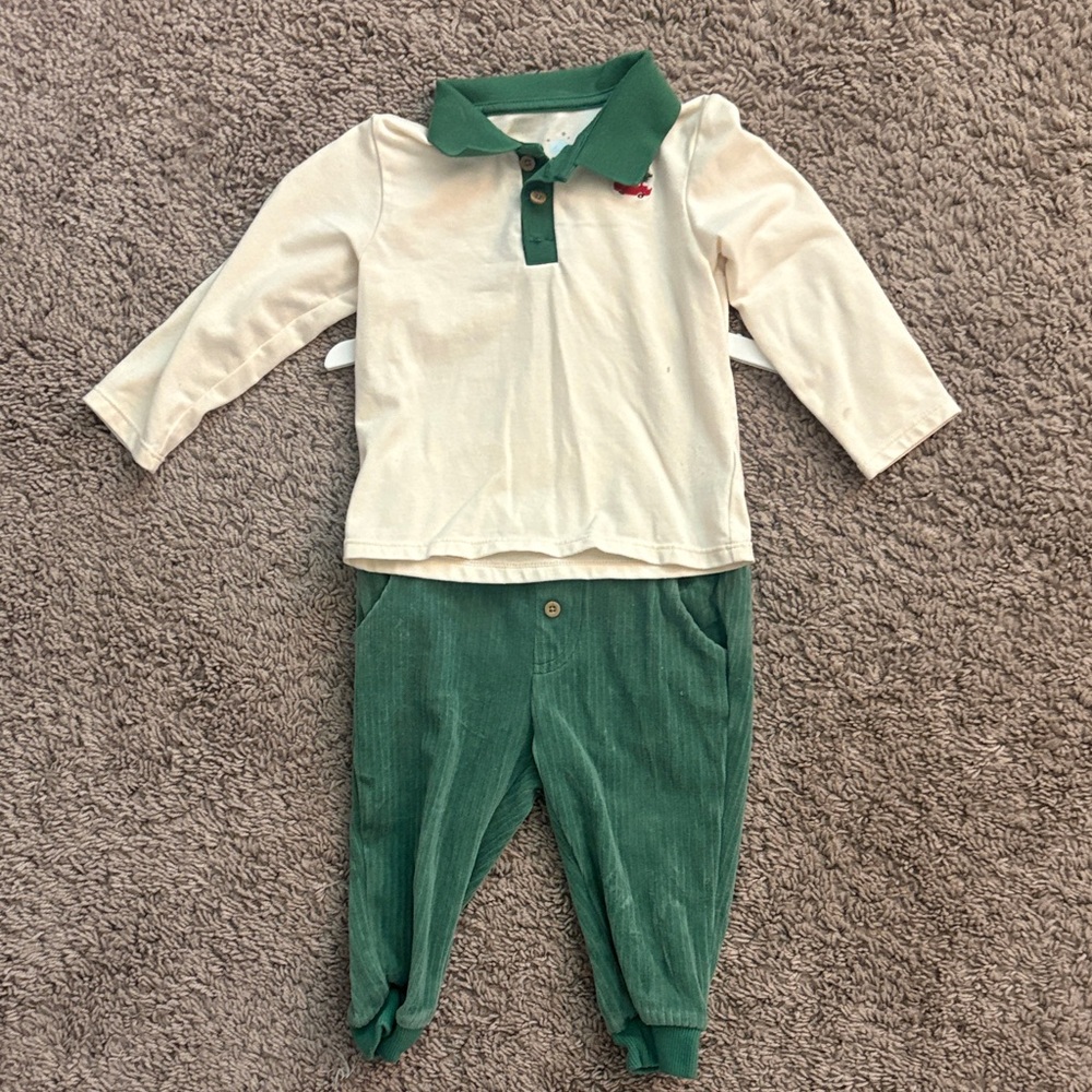 Cloud Island Cream and Green Kids Matching Set